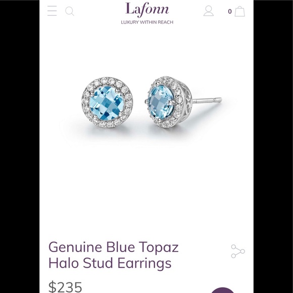LaFonn Exquisite Blue Topaz Halo Earrings-NWT-Boutique